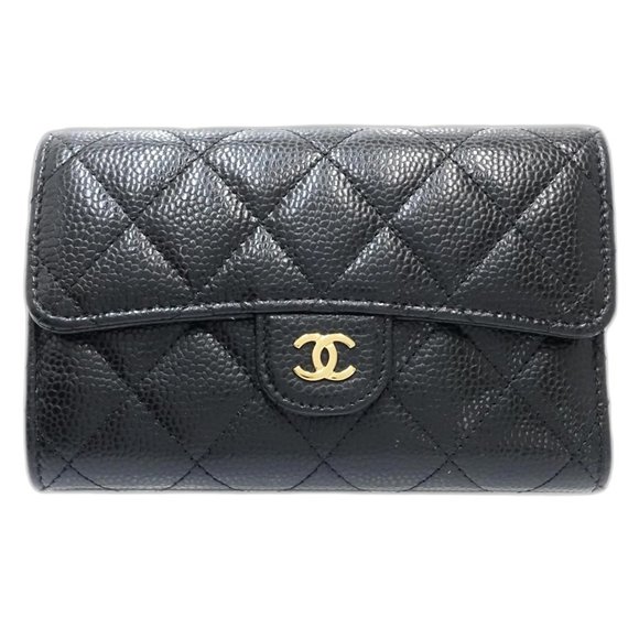 CHANEL Handbags - CHANEL Black Caviar Leather Wallet